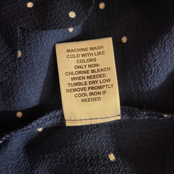 Elle NWT Off Shoulder Scalloped Blouse Navy & White Polka Dots Small - Picture 15 of 15